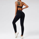 Quick-drying Nude Feel Running Sports Workout Yoga Clothes 2pcs set Long sleeve Crop top and High Waist Pant - EX-STOCK Canada
