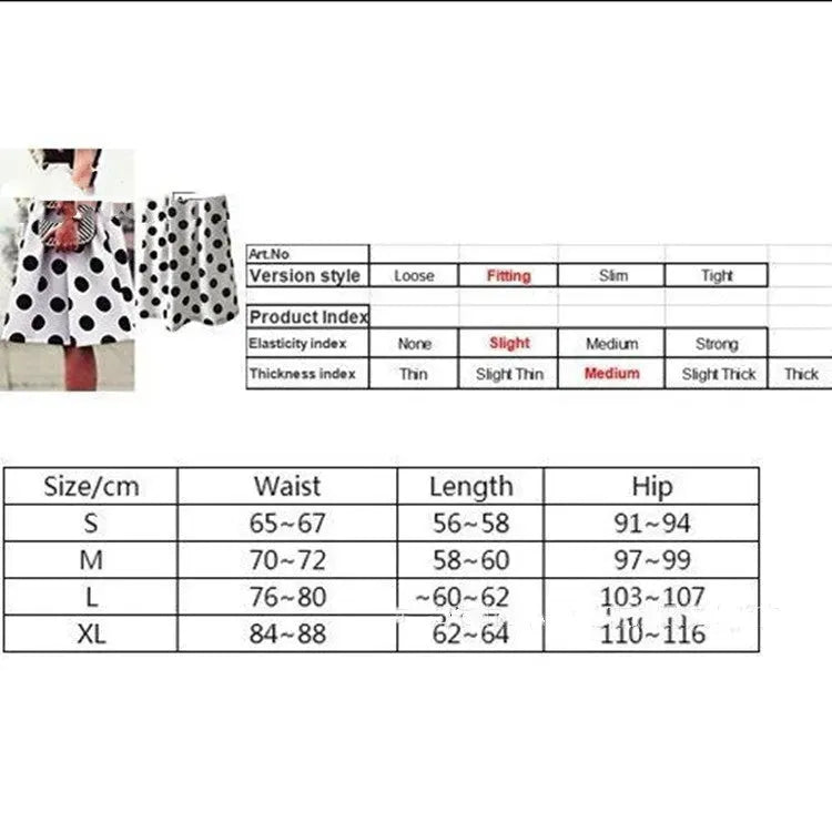 White Polka dot High Waist A-line  Pleated Midi Skirt for office work - EX-STOCK CANADA