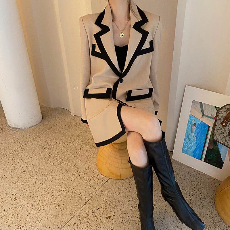 Stitching fashionable Street Blazer suit for women - EX-STOCK Canada