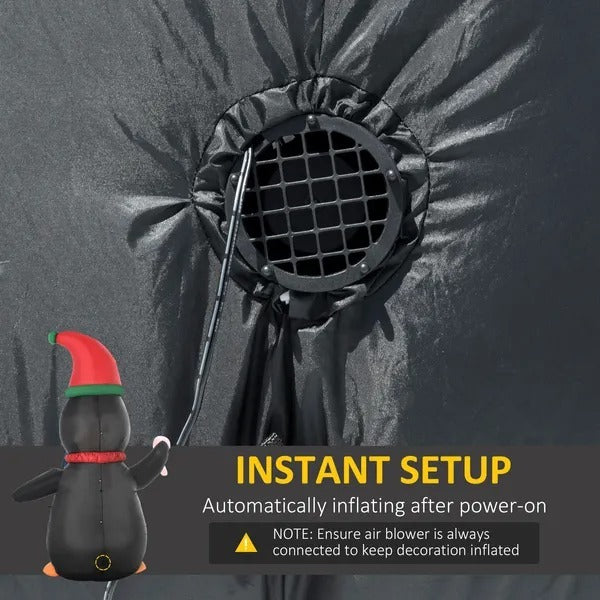 Inflatable Penguin Holding Candy Cane LED Lights Outdoor Decoration EX-STOCK Canada 