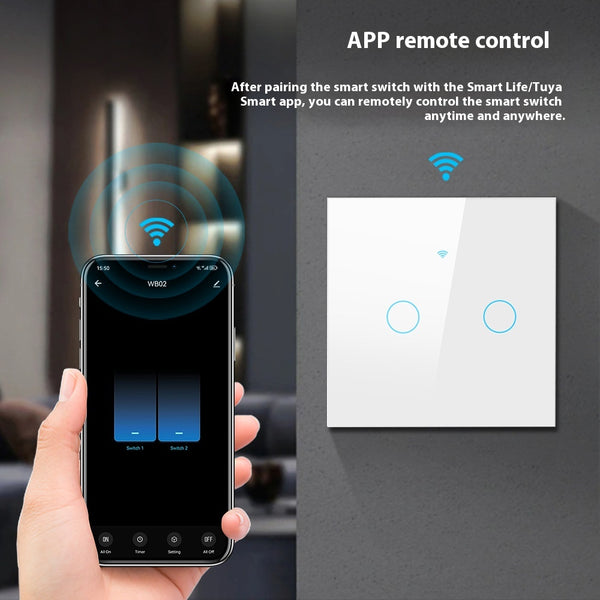 Panneau d'interrupteur tactile WiFi intelligent avec contrôle via application et assistant vocal