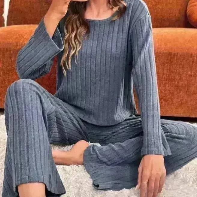 Round Neck Loose Trousers Suit Homewear - EX-STOCK CANADA