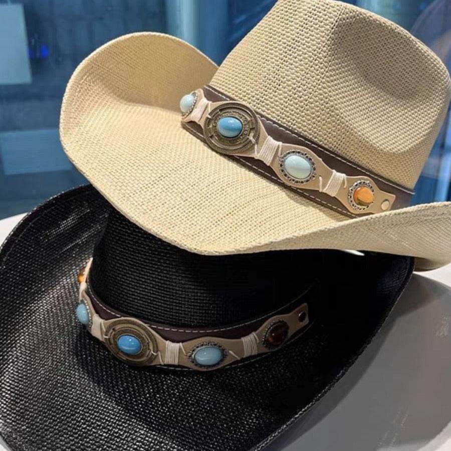 Summer Outdoor Ethnic Style Felt and Straw Cowboy Hat - EX-STOCK Canada