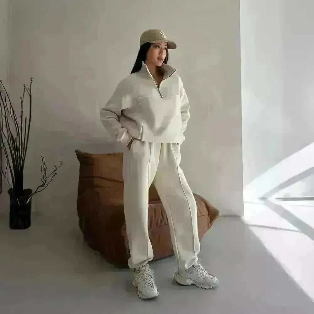 Y2K Winter Jogging Women Two Piece Set Female Zipper Coat Casual Pants Tracksuit Autumn Jacket Fashion Contrast Sport Wear Set - EX-STOCK CANADA