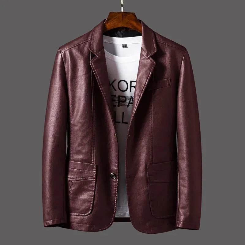 Leather Men's Autumn And Winter Jacket Thin Lapel - EX-STOCK Canada