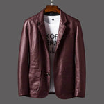 Leather Men's Autumn And Winter Jacket Thin Lapel - EX-STOCK Canada