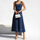 Women Sleeveless Sling Distressed Casual Style Button Denim Long Dress - EX-STOCK Canada
