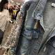 Street Fashion Heavy Industry lose Ripped Sequined Sleeve Denim Jacket Women - EX-STOCK Canada