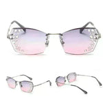 Fashion Trendy Classy Frameless Crystal Sunglasses Women Shades Rimless Rhinestone Sun Glasses Female diamonds Party Eyewear - EX-STOCK CANADA