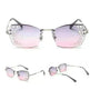 Fashion Trendy Classy Frameless Crystal Sunglasses Women Shades Rimless Rhinestone Sun Glasses Female diamonds Party Eyewear - EX-STOCK CANADA