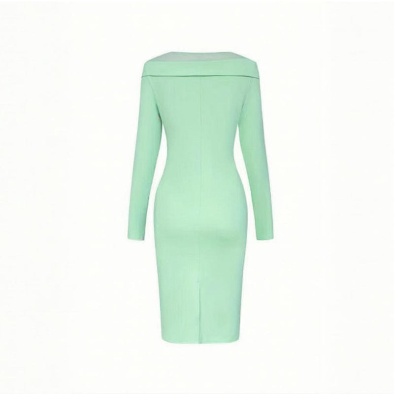 Women's Floral Embellished Long Sleeve Solid Color Round Neck A-Line Bodycon Party Dress For Spring&Summer Vacation EX-STOCK