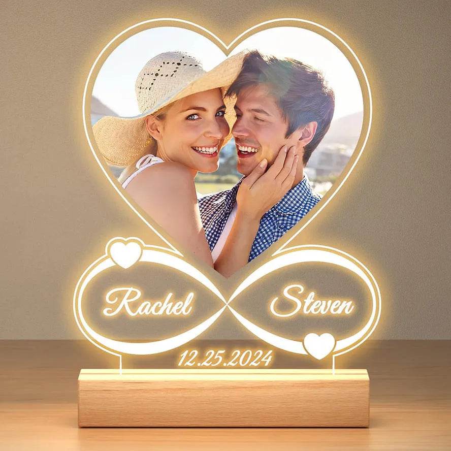 Customized Personalized Valentine Acrylic Lovers Night LED light picture frame - EX-STOCK Canada