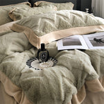 A Four Piece Set Of Rabbit Hair And Milk Velvet Duvet Cover On A Baby Plush Bed EX-STOCK Canada 