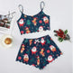 Christmas European And American Thin Pajamas Women's Sleeveless Shorts Milk Silk Simple Casual Two-piece Suit Homewear - EX-STOCK CANADA