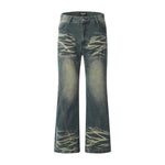 Washing Indentation Denim Bootcut Jeans Pants Men - EX-STOCK Canada