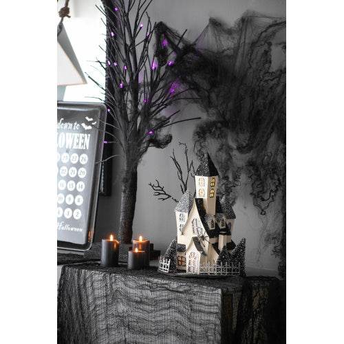 10x8.3x13.5 Cardboard Lighted Haunted House, Black Beige Tabletop Holiday Halloween Decor, Battery Powered - EX-STOCK Canada