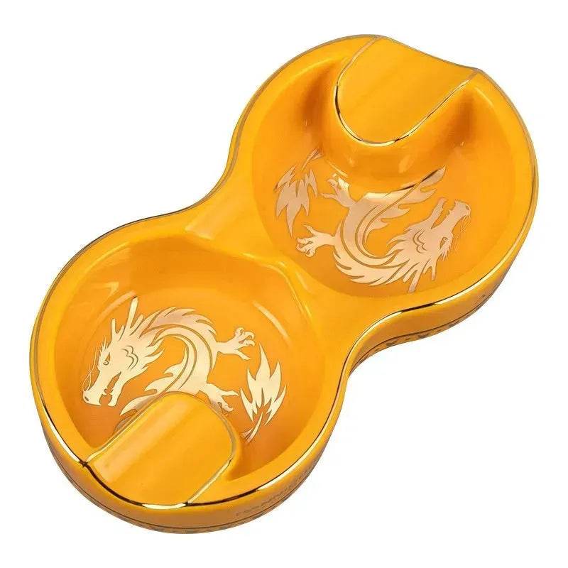 Portable 8-shaped Double Smoke Groove Ceramic retro Cigar Ashtray - EX-STOCK Canada