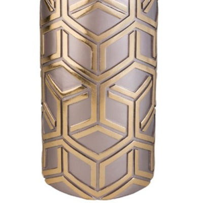 22 Tall Polyresin Decorative Vase, Weave Rose Gold Design EX-STOCK