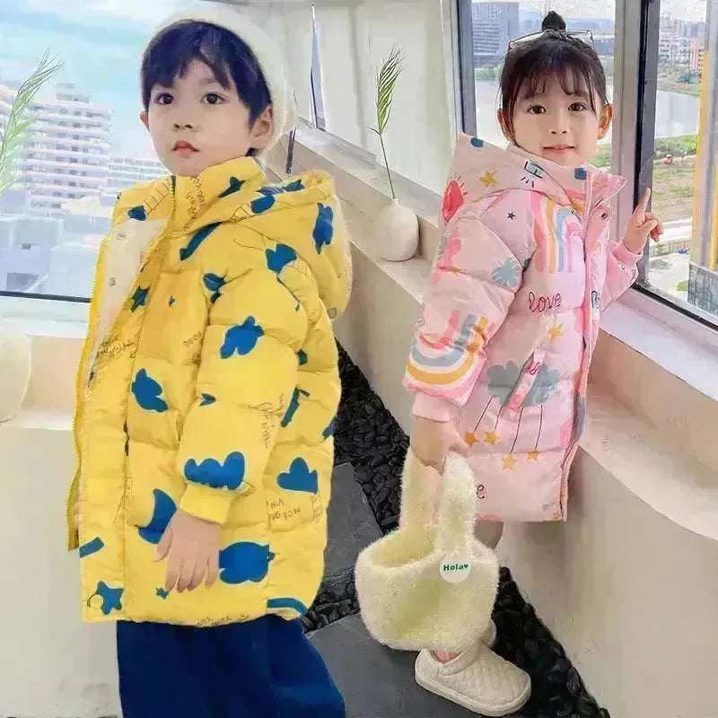 New Style Children's Down Jacket Middle Long Cute Thickened Cotton - EX-STOCK CANADA
