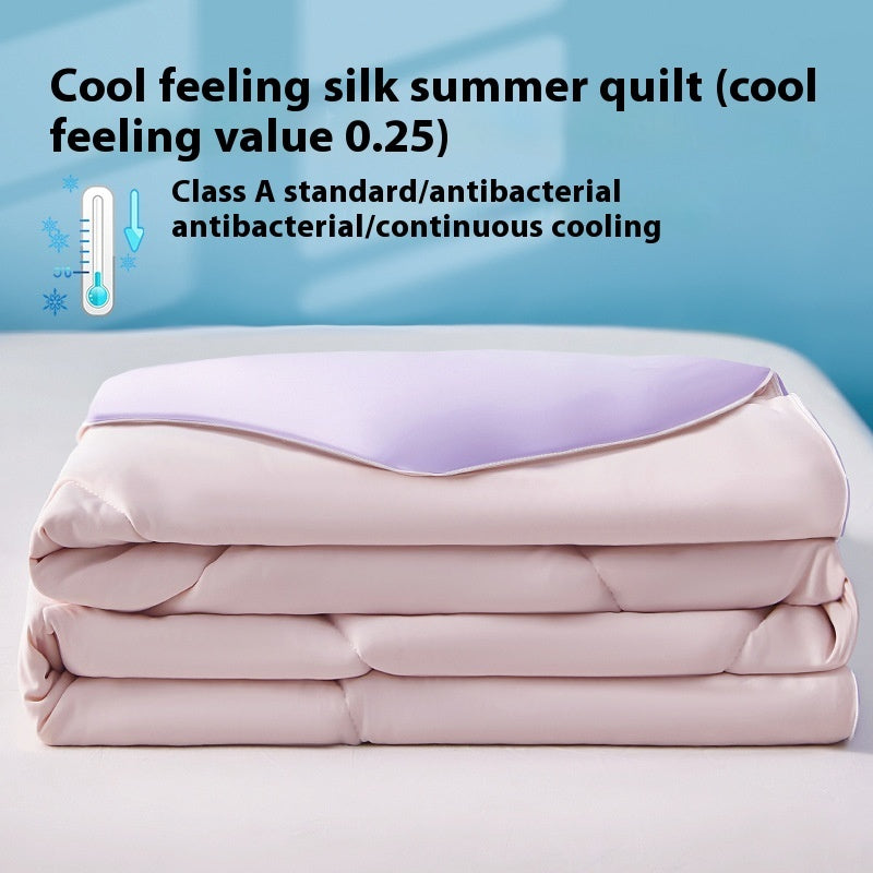 Pure Color Cool Silk Summer Blanket Airable Cover Single Double Summer Ice Cream Ice Silk Summer Quilt Machine Washable Thin Duvet EX-STOCK Canada 
