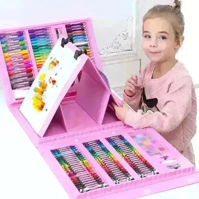 Double Panel Easel Version Watercolor Pen Set Brush Crayon Oil Pastel Children Painting Coloring Drawing Art set. - EX-STOCK CANADA