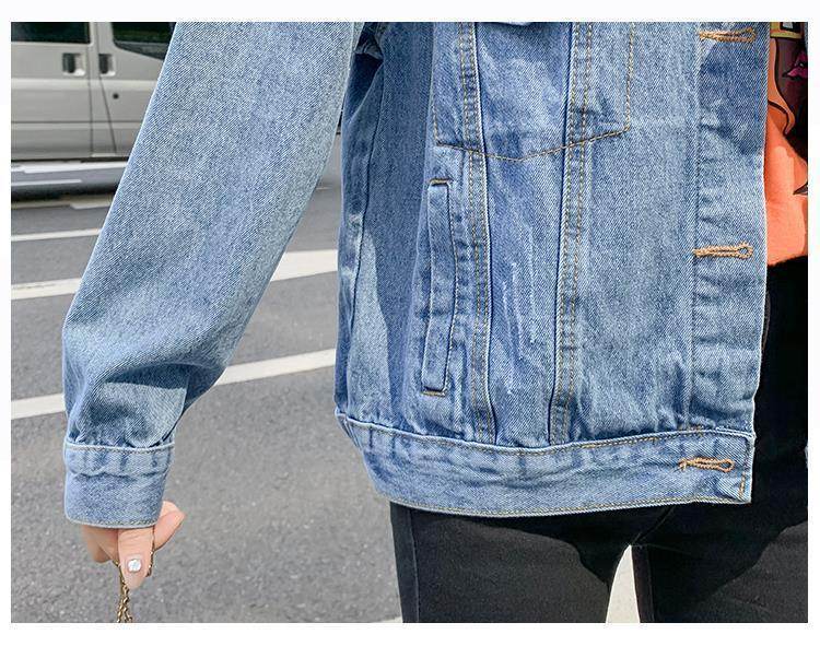 All-match Korean Style Loose Embroidered Denim Jacket Women - EX-STOCK Canada