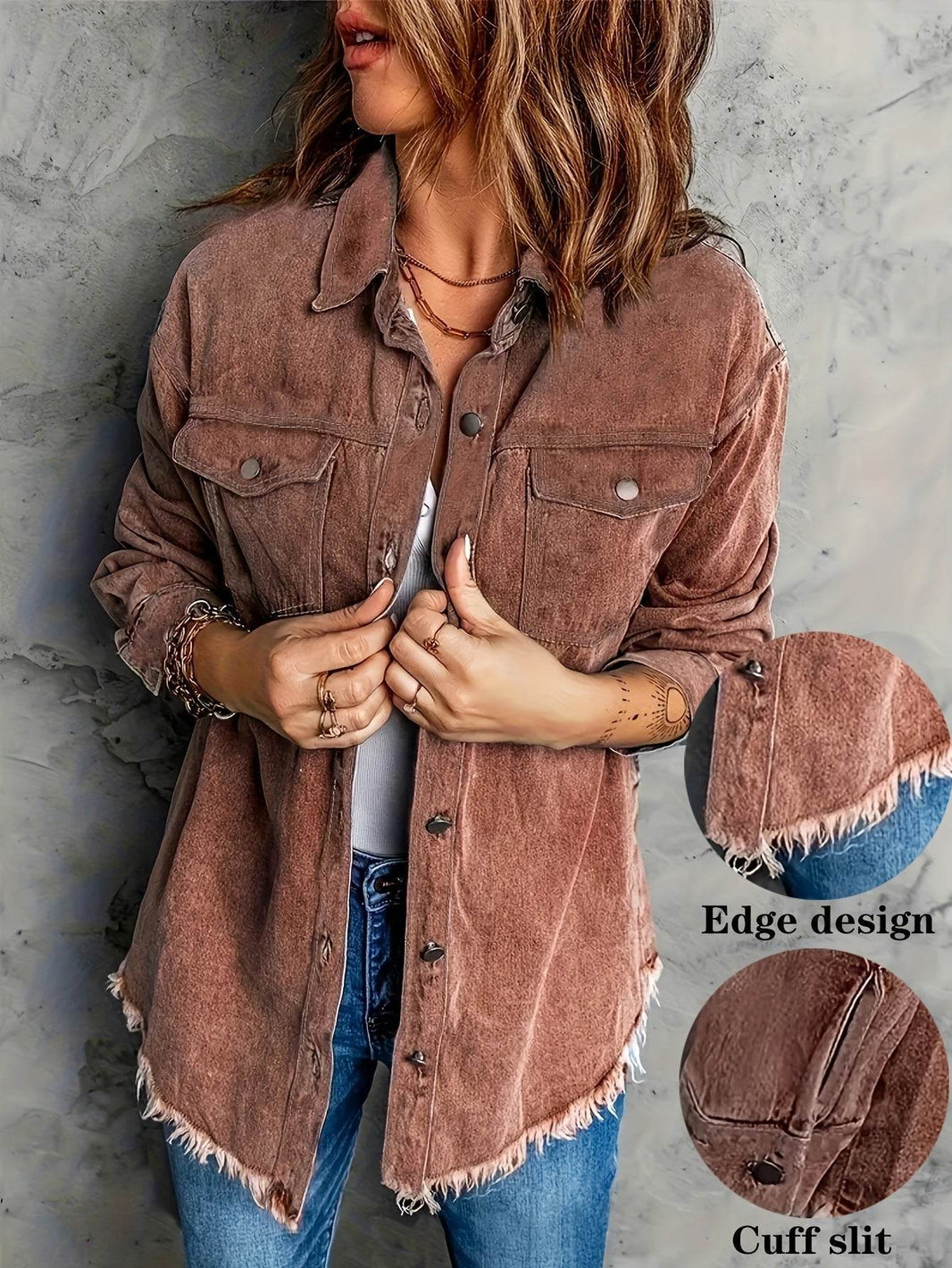 European And American Style Women Retro Washed Denim Jacket Casual With Hem EX-STOCK Canada 