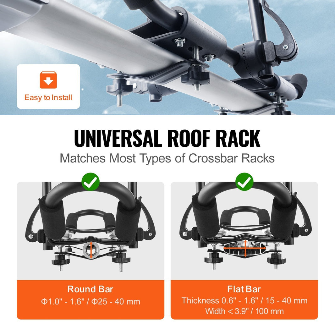 Kayak Roof Rack 1 Pair J-Bar, Soft Roof Rack, Top Mount Tie Down, Carrier For Kayak, Surf Board, Canoe, SUP, Ski Board, Mount On Car, SUV, Truck, 2 Kayaks EX-STOCK