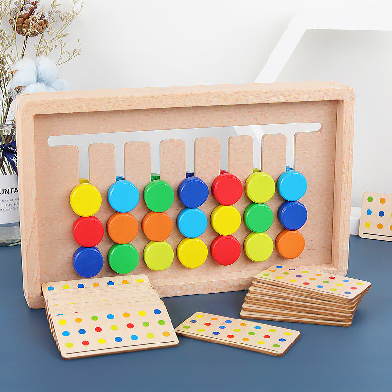 Wooden Colour-Matching Logic Game for Kids – 7-Colour Sliding Disc Puzzle 2