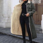 Chaqueta de mezclilla de algodón para mujer, suelta y larga, forrada de felpa - EX-STOCK Canada