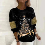 Christmas Tree Print Casual Loose Top - EX-STOCK CANADA