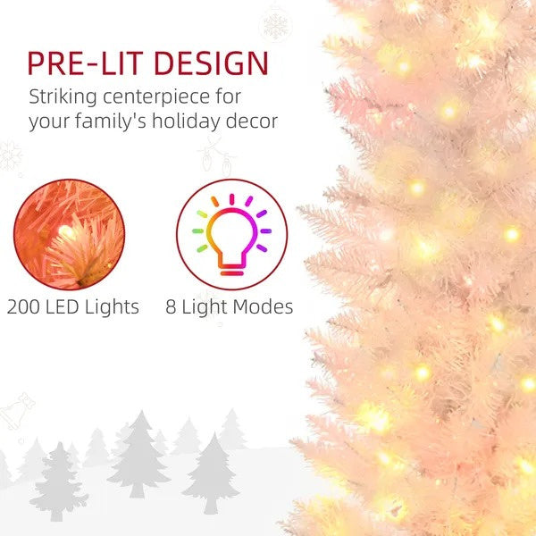 6' Prelit Christmas Trees, Pencil Artificial Christmas Tree With Colourful Surface Tips, Colourful LED Lights, White EX-STOCK Canada 