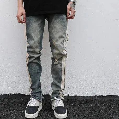 Distressed Retro Denim Jeans Pant Men - EX-STOCK CANADA