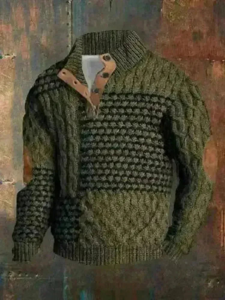Half button Sweatshirt Men's Winter 3d Digital Printing Pullover Crew neck - EX-STOCK CANADA