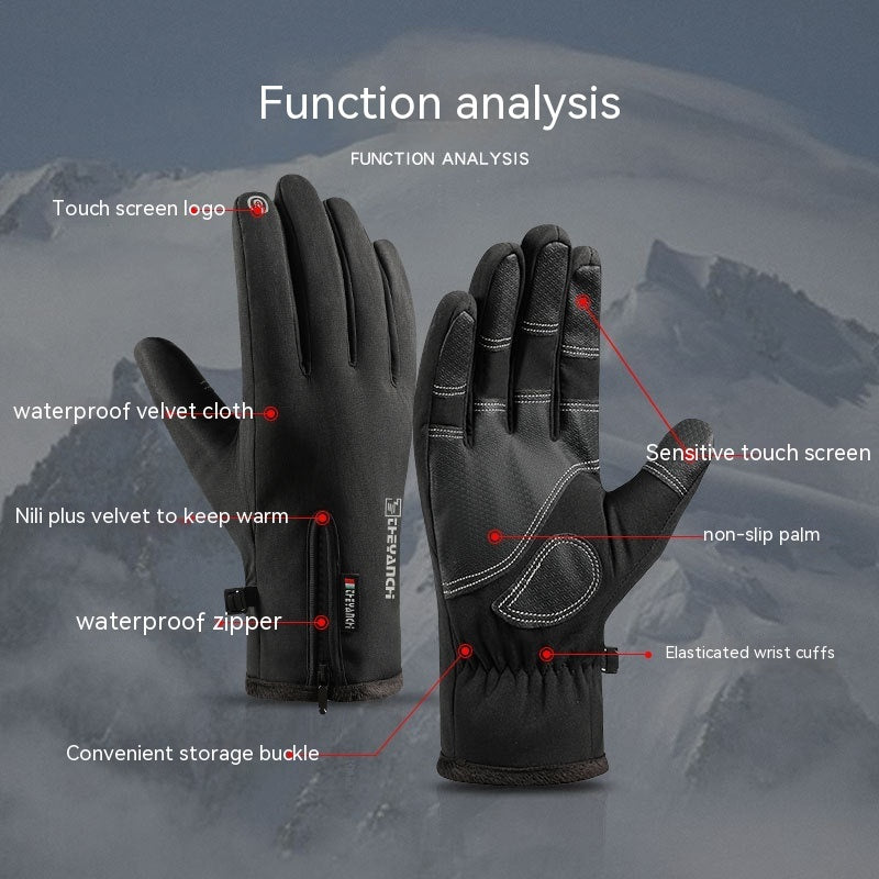 Outdoor waterproof gloves winter zipper touch screen | EX-STOCK product gallery photo 2
