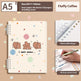 A5 size spiral-bound notebook with a cream cover decorated with three cute brown bear faces, colorful paint splatters, and the text 'HAPPY WIGGLE .