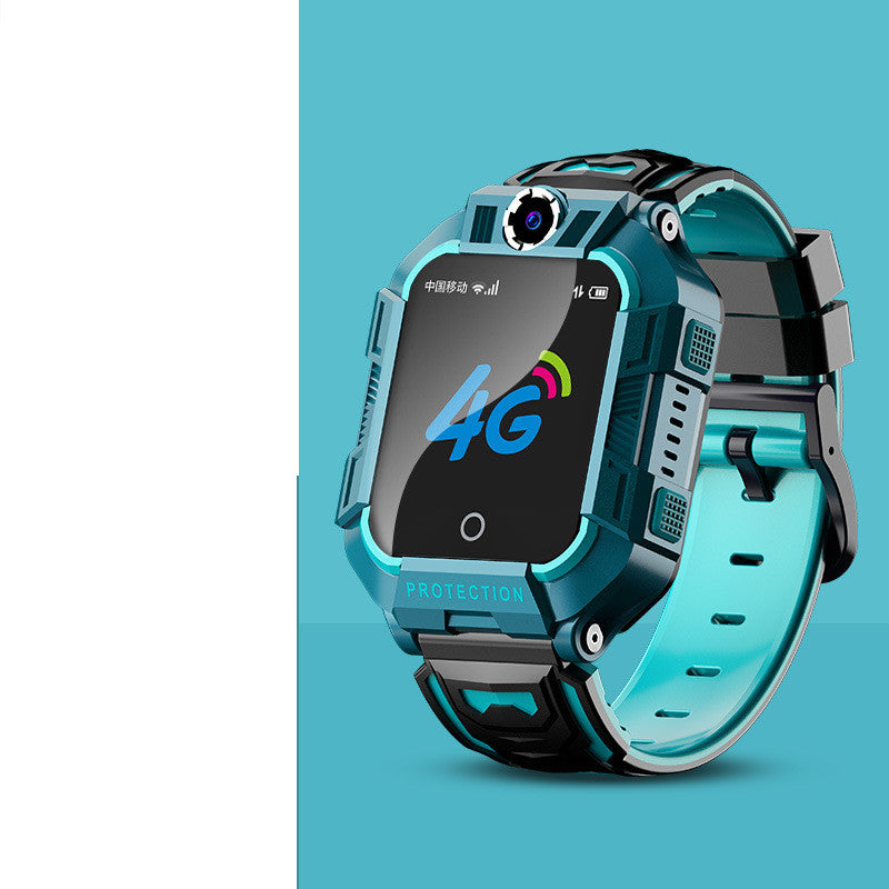 Smartwatch with a turquoise band on a light blue background