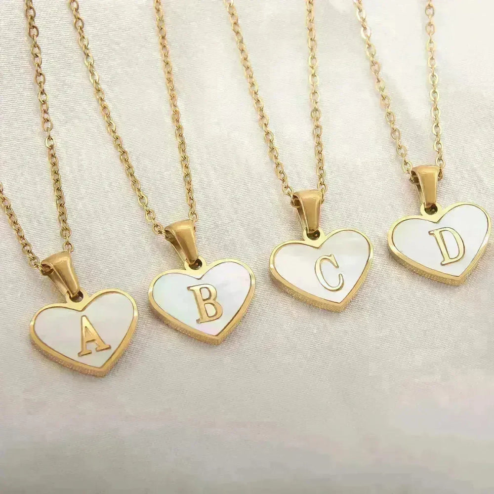 26 Letter Heart-shaped Necklace White Shell Love Clavicle Chain Fashion Personalized Necklace For Women Jewelry Valentine's Day - EX-STOCK CANADA