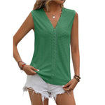 Summer Sleeveless Lace Blouse Tops Women V-neck top - EX-STOCK Canada