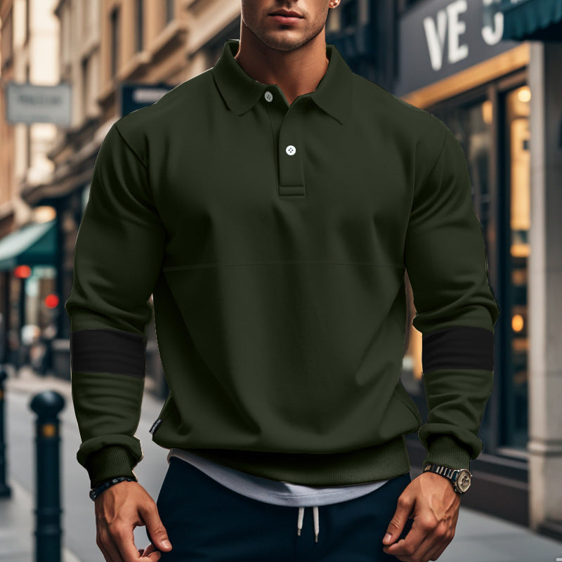 Fashion Long-sleeved Lapel Polo Shirt With Button Men's Loose Casual Sports Top Fall Spring Clothing EX-STOCK Canada 