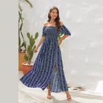 Elegant Off shoulder Spring Summer Maxi dress Slit Chiffon maxi dress for Beach vacation resort travel - EX-STOCK Canada