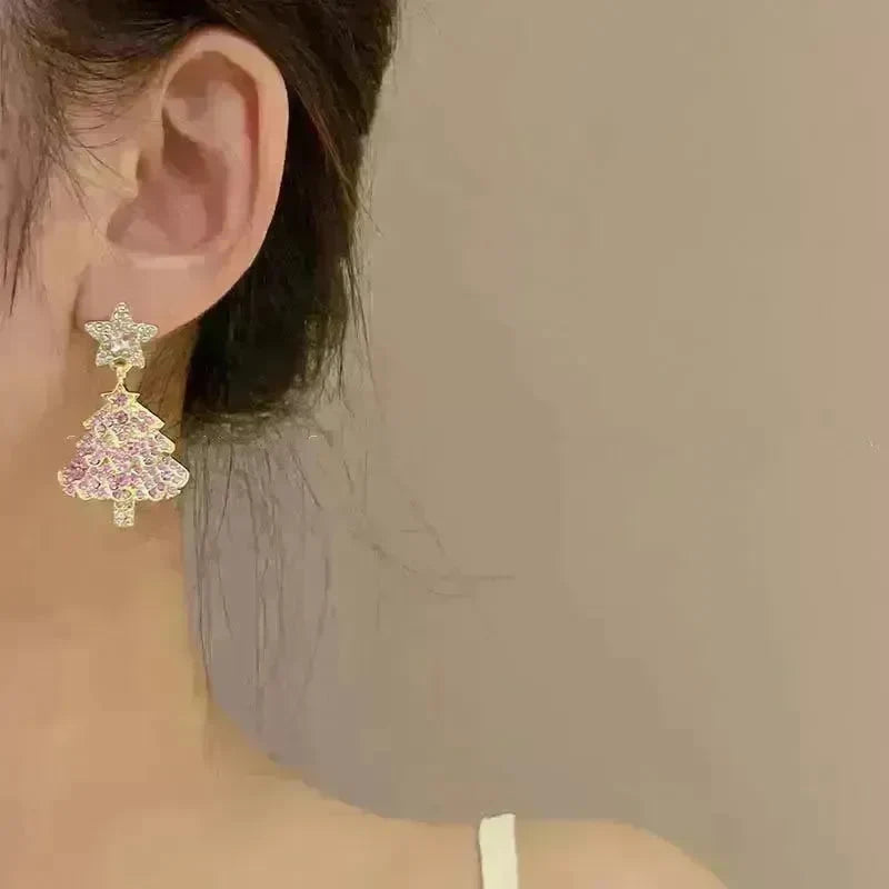 Micro-inlaid Christmas Tree Earrings Female Design Fashion - EX-STOCK CANADA