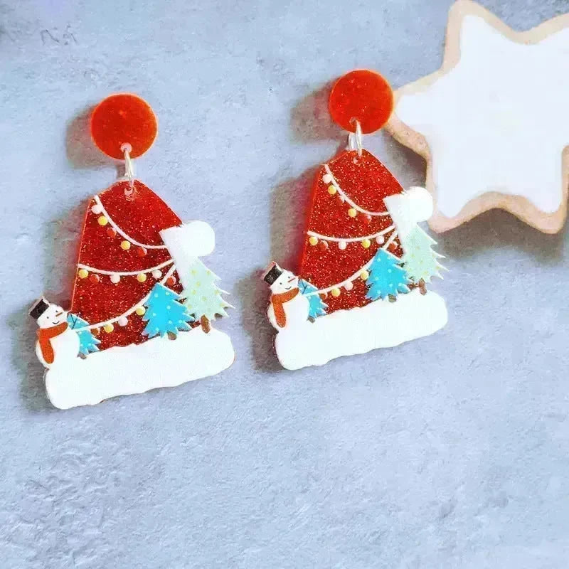 Sweet Christmas Tree Earrings With Rhinestones New Fashion Christmas Acrylic Earrings Women's Jewelry - EX-STOCK CANADA