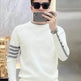 Simple All-match Slim fit Round Neck Pullover Sweater top for men - EX-STOCK Canada