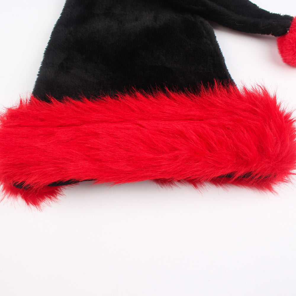 Black Christmas Hat Halloween Plush Hat Thickened Plus-sized Christmas Hat EX-STOCK Canada 
