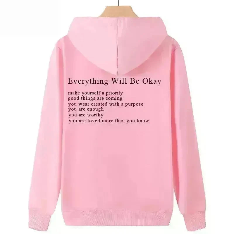 Everything Will Be Okay Loose Casual Men's And Women's Korean Version Loose Round Neck Top - EX-STOCK CANADA