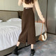 French-style Back slit High waist Midi Corduroy pencil Skirt for women - EX-STOCK Canada