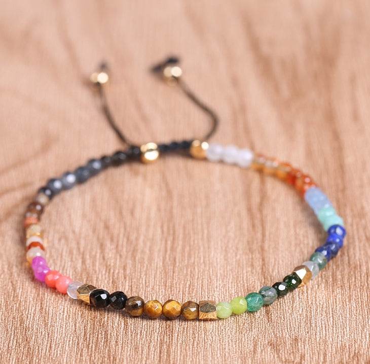 12 Constellation Lucky Stone 3MM Seven Chakra Bracelet - EX-STOCK Canada