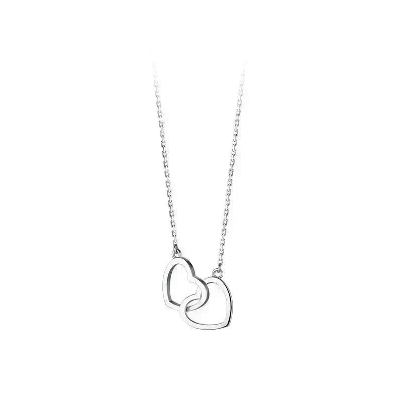 Double Heart Interlocking Titanium Steel Necklace Jewelry - EX-STOCK CANADA