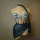 Strapless Tassle  Corset dress Women's Tube Top Rhinestone Chain Skirt Outfit for Evening party Cocktail event - EX-STOCK CANADA